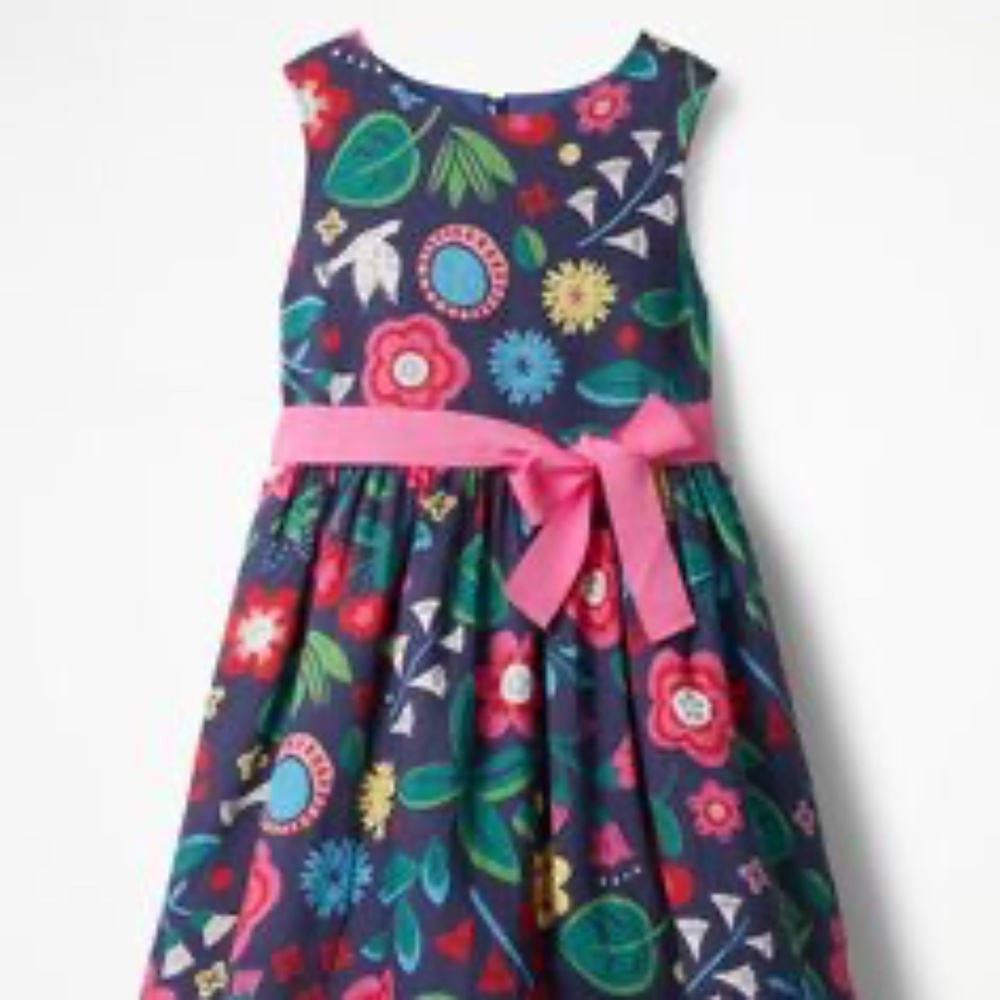 Mini Boden Girls Navy Colourful Floral Party Dress with Tutu Skirt — Size 11/12